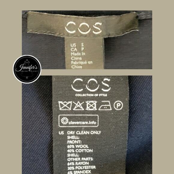 COS Women's Navy Blue Center Wool Panel Ponte A-Line Minimalist Dress Size S - Picture 9 of 11